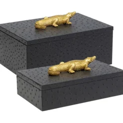 Boîte Crocodile noir (2/Set)>KARE Design Sale