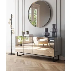 Buffet Soran noir 160x45cm><noscript><img width=