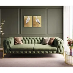 Canapé Bellissima 3-places velours vert 240cm>KARE Design Sale