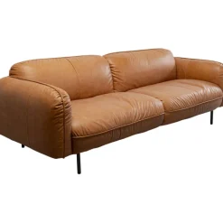 Canapé Calgary cuir marron clair 228cm>KARE Design Discount
