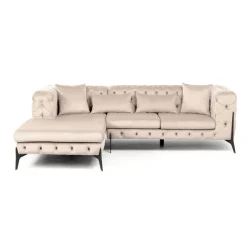 Canapé d angle Bellissima velours taupe gauche>KARE Design Clearance