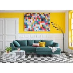 Canapé d angle Gianni velours vert droite noir>KARE Design Online