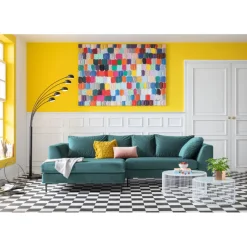 Canapé d angle Gianni velours vert gauche noir>KARE Design Best
