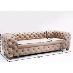 Canapé Desire 3-places velours écru><noscript><img width=