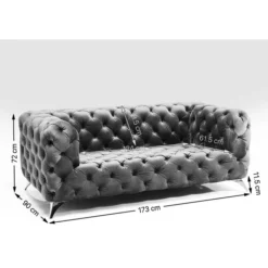 Canapé Look 2-places velours bleu><noscript><img width=