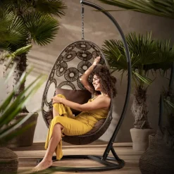 Chaise suspendue Ibiza marron><noscript><img width=