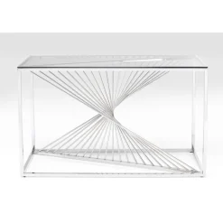 Console Laser argenté - verre clair 120x40><noscript><img width=