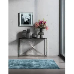 Console Laser argenté - verre clair 120x40>KARE Design Best