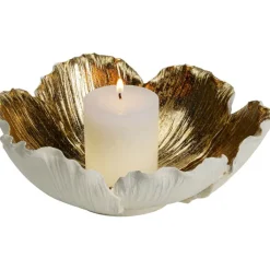 Coupe décorative Flower Bloom crème-doré Ø25cm><noscript><img width=