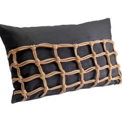 Coussin Grete Plaid noir 50x30cm>KARE Design Outlet