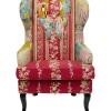 Fauteuil à oreilles Patchwork rouge>KARE Design New
