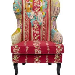 Fauteuil à oreilles Patchwork rouge>KARE Design New