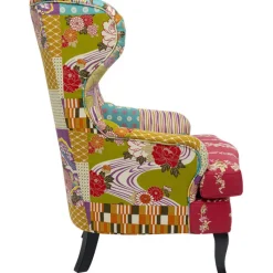 Fauteuil à oreilles Patchwork rouge><noscript><img width=