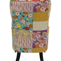 Fauteuil à oreilles Patchwork rouge><noscript><img width=