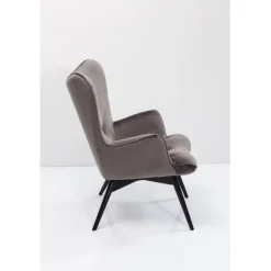Fauteuil Black Vicky velours gris><noscript><img width=