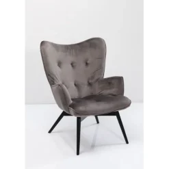 Fauteuil Black Vicky velours gris><noscript><img width=