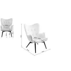 Fauteuil Black Vicky velours gris><noscript><img width=