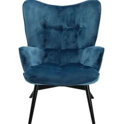 Fauteuil Black Vicky velours pétrole>KARE Design Sale
