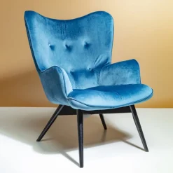 Fauteuil Black Vicky velours pétrole>KARE Design Sale