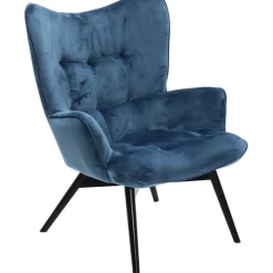 Fauteuil Black Vicky velours pétrole><noscript><img width=