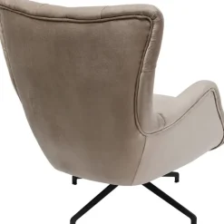 Fauteuil pivotant Bellissima velours taupe><noscript><img width=