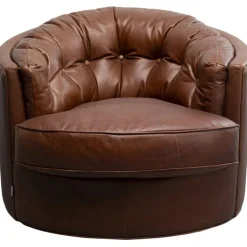 Fauteuil pivotant Music Hall cuir marron>KARE Design