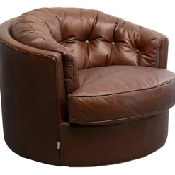 Fauteuil pivotant Music Hall cuir marron>KARE Design
