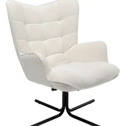 Fauteuil pivotant Oscar Bouclé crème><noscript><img width=