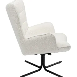 Fauteuil pivotant Oscar Bouclé crème><noscript><img width=