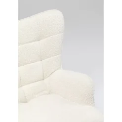 Fauteuil pivotant Oscar Bouclé crème><noscript><img width=