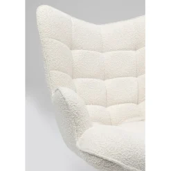 Fauteuil pivotant Oscar Bouclé crème><noscript><img width=