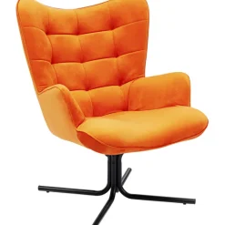 Fauteuil pivotant Oscar velours orange><noscript><img width=