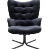 Fauteuil pivotant Oscar velours noir>KARE Design Discount