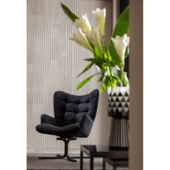 Fauteuil pivotant Oscar velours noir>KARE Design Discount