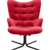 Fauteuil pivotant Oscar velours rouge>KARE Design Best