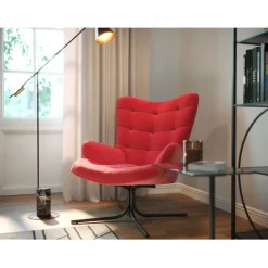 Fauteuil pivotant Oscar velours rouge>KARE Design Best
