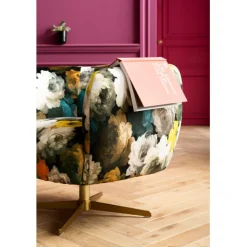 Fauteuil pivotant Peony Flower jaune><noscript><img width=