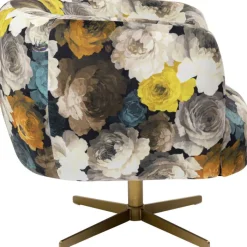 Fauteuil pivotant Peony Flower jaune><noscript><img width=
