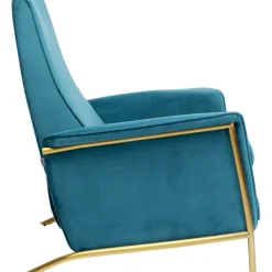 Fauteuil relax Lazy velours bleu><noscript><img width=