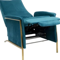 Fauteuil relax Lazy velours bleu><noscript><img width=