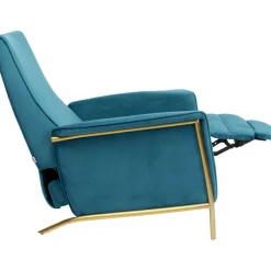 Fauteuil relax Lazy velours bleu><noscript><img width=