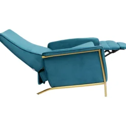 Fauteuil relax Lazy velours bleu><noscript><img width=