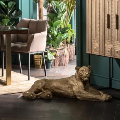 Figurine décorative Lion doré 113cm><noscript><img width=