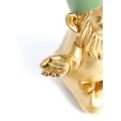 Figurine décorative Nain Meditation doré vert 19c><noscript><img width=