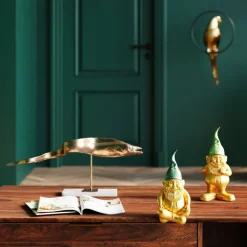 Figurine décorative Nain Sitting doré vert 19cm>KARE Design Clearance