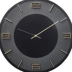 Horloge murale Leonardo noir/doré Ø49cm>KARE Design Sale