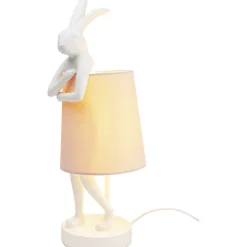 Lampe à poser Animal Rabbit blanc/rose 50cm><noscript><img width=