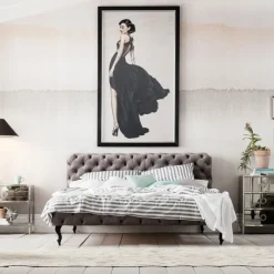 Lit Desire velours gris 180x200 cm><noscript><img width=