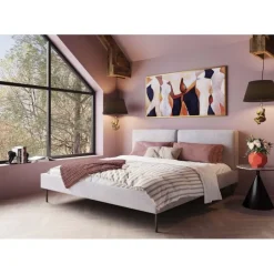 Lit East Side velours cotelé gris 180x200cm>KARE Design