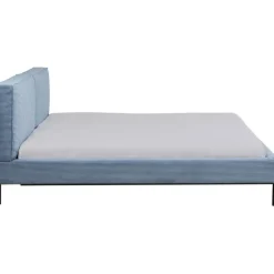 Lit East Side velours cotelé bleu 180x200cm><noscript><img width=